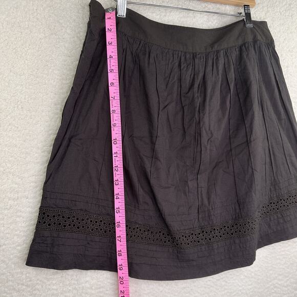 Ann Taylor Loft Skirt Womens 12 Petite A Line Eyelet Hem Lined Casual Brown - Picture 6 of 10